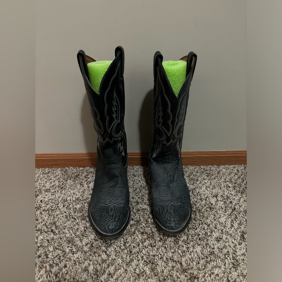 Tony Lama Black Cowboy Boots | size 9D - Picture 4 of 8